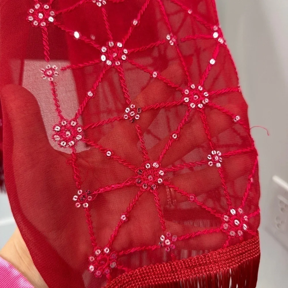 Studio NYC Amiee Lynne Red Beaded Scarf 70